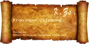 Kroninger Zsigmond névjegykártya